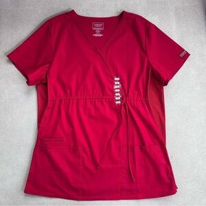 Cherokee Professionals Maternity Mock Wrap Scrub Top. Red. XL. NWT